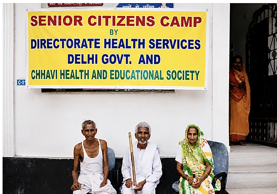 Elderly participants seated at a CHES senior citizens camp